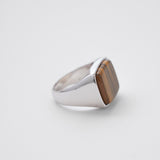 Square Stone Ring  (tiger-eye) 【Silver925】