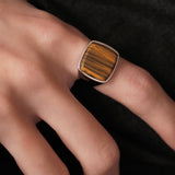 Square Stone Ring  (tiger-eye) 【Silver925】