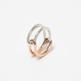 Shiny Double Ring (Pink Gold)【Silver925】