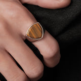 Shield Stone Ring  (tiger-eye) 【Silver925】