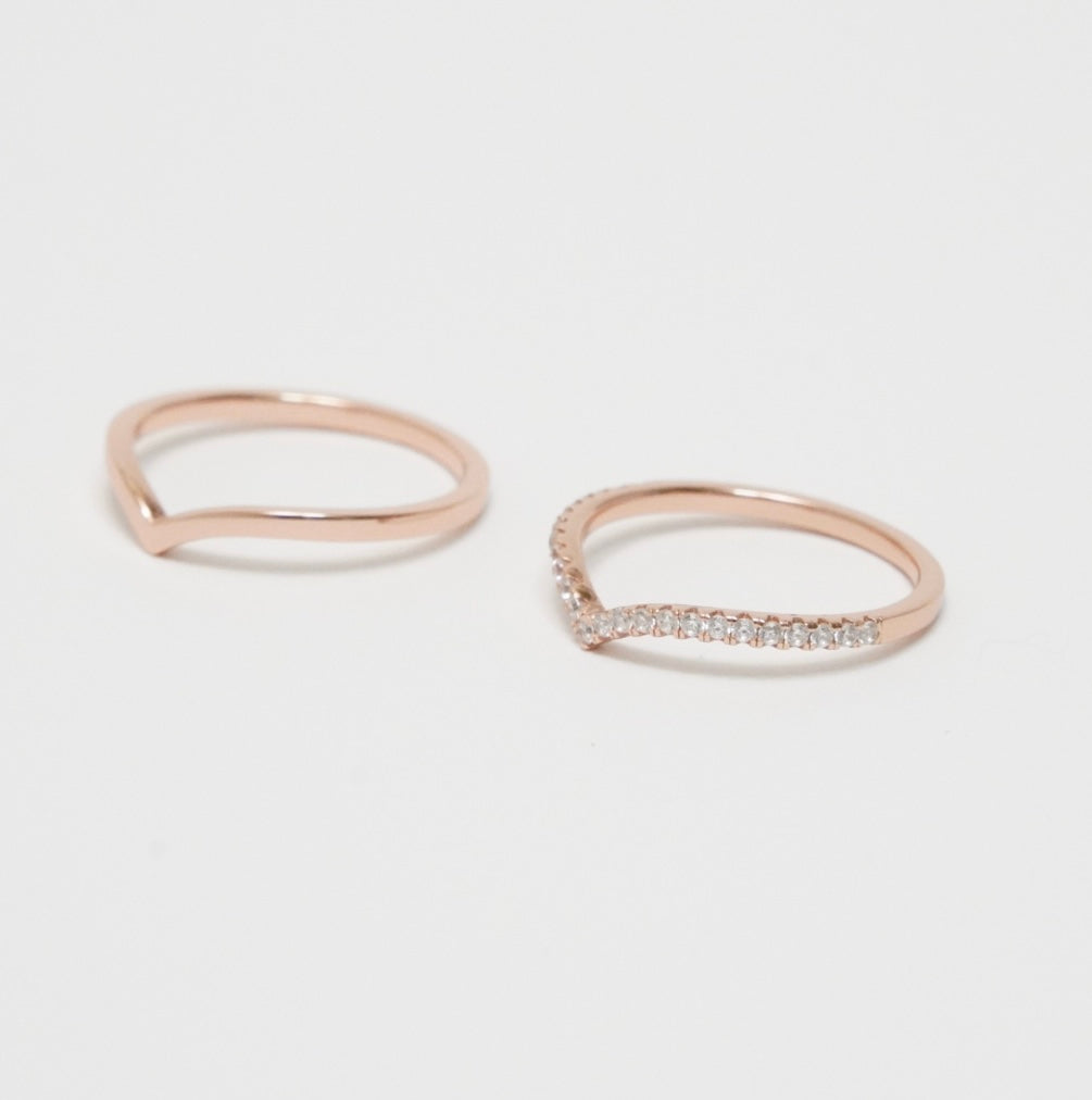 Shiny Twin Ring (Pink Gold)【Silver925】.
