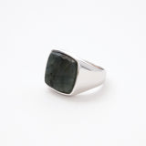 Square Stone Ring (larvikite) 【Silver925】