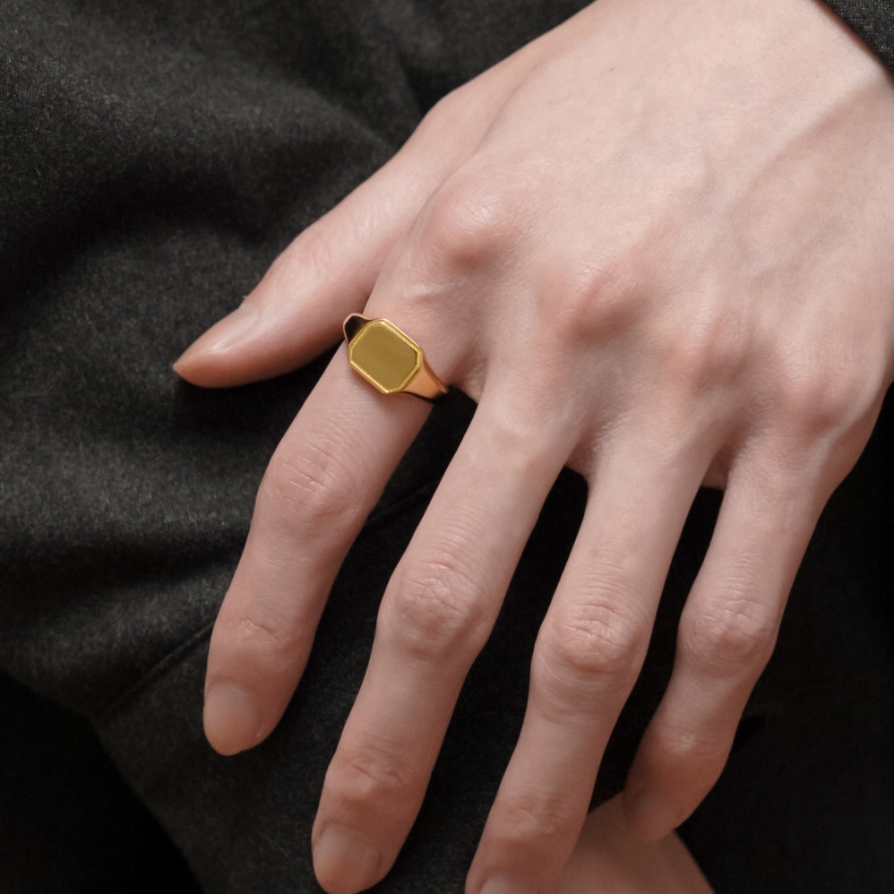 Square Signet Ring (Gold)【Silver925】.