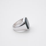Square Stone Ring (larvikite) 【Silver925】