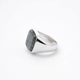 Square Stone Ring (larvikite) 【Silver925】