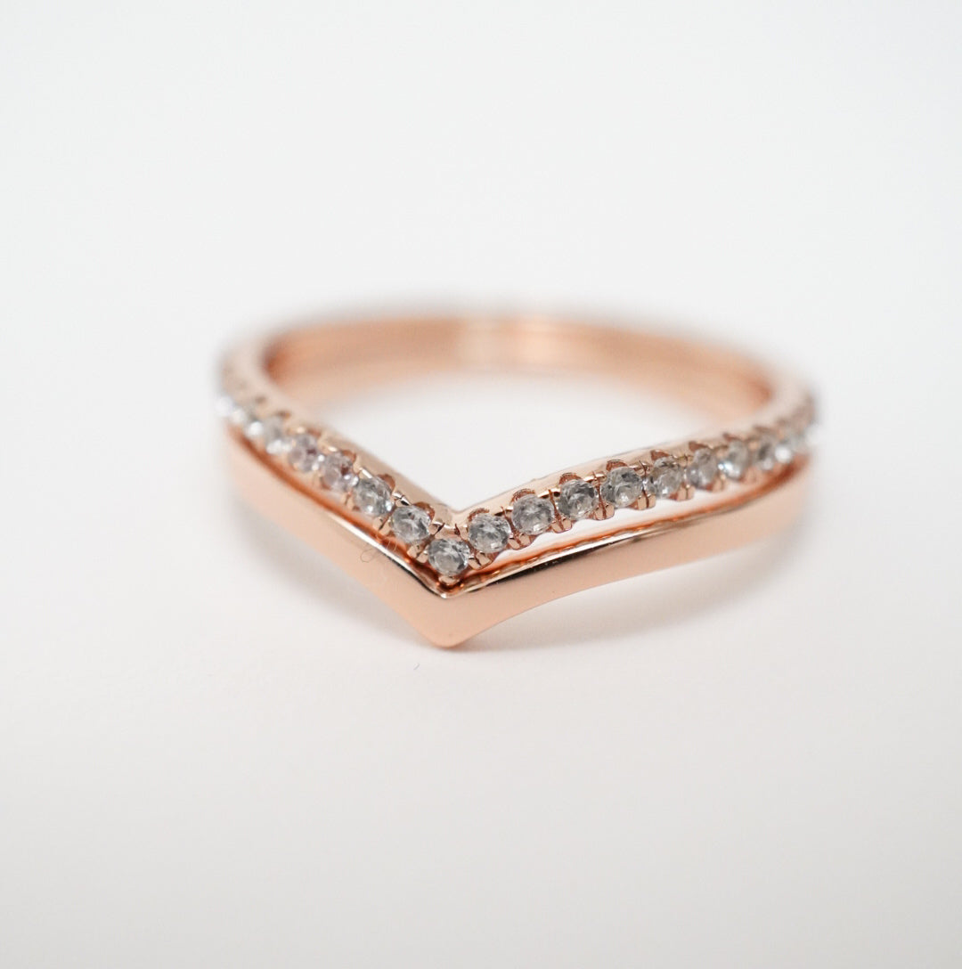 Shiny Twin Ring (Pink Gold)【Silver925】.