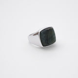 Square Stone Ring (larvikite) 【Silver925】