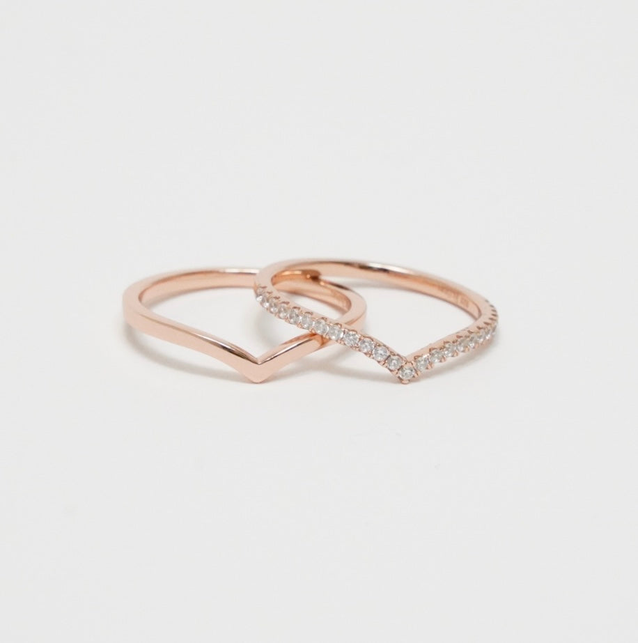 Shiny Twin Ring (Pink Gold)【Silver925】.