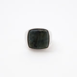 Square Stone Ring (larvikite) 【Silver925】