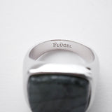 Square Stone Ring (larvikite) 【Silver925】