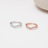 Shiny Twin Ring (Pink Gold)【Silver925】