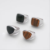 Shield Stone Ring  (tiger-eye) 【Silver925】
