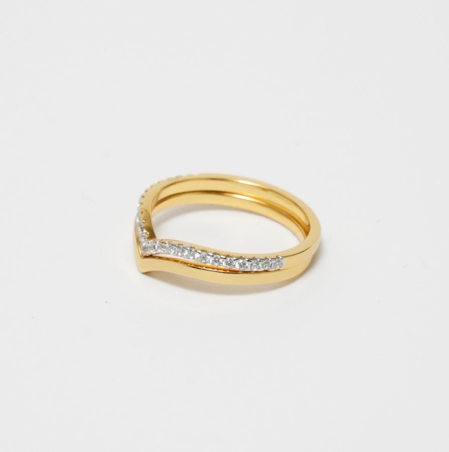 Shiny Twin Ring (Gold)【Silver925】.