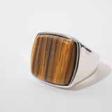 Square Stone Ring  (tiger-eye) 【Silver925】