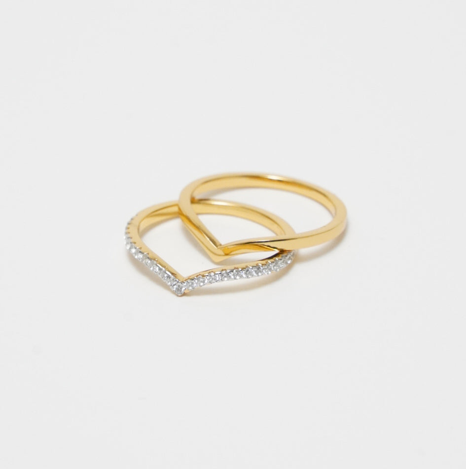 Shiny Twin Ring (Gold)【Silver925】.