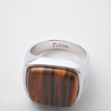 Square Stone Ring  (tiger-eye) 【Silver925】