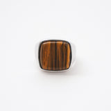 Square Stone Ring  (tiger-eye) 【Silver925】
