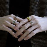 Square Signet Ring (Gold)【Silver925】