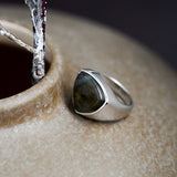 Shield Stone Ring (larvikite) 【Silver925】