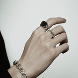 Shield Stone Ring (larvikite) 【Silver925】