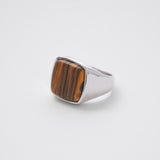 Square Stone Ring  (tiger-eye) 【Silver925】