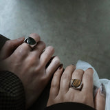 Shield Stone Ring (larvikite) 【Silver925】