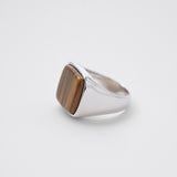 Square Stone Ring  (tiger-eye) 【Silver925】