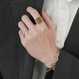 Square Stone Ring  (tiger-eye) 【Silver925】