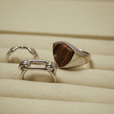 Shield Stone Ring  (tiger-eye) 【Silver925】