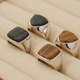 Shield Stone Ring (larvikite) 【Silver925】