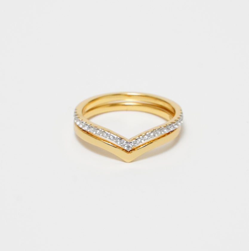 Shiny Twin Ring (Gold)【Silver925】.