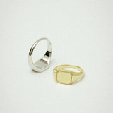 Square Signet Ring (Gold)【Silver925】