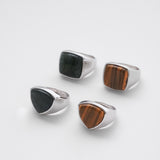 Shield Stone Ring (larvikite) 【Silver925】