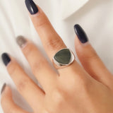 Shield Stone Ring (larvikite) 【Silver925】