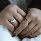 Square Signet Ring (Gold)【Silver925】